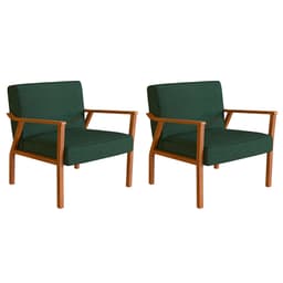 Conjunto com 2 Poltronas Antonia Algodão Verde e Nogueira
