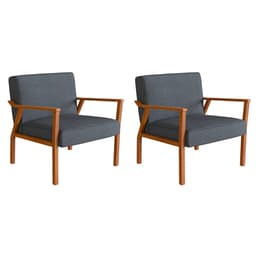 Conjunto com 2 Poltronas Antonia Poliéster Chumbo e Nogueira