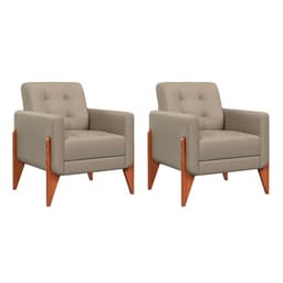 Conjunto com 2 Poltronas Brooklin Linho Areia