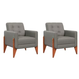 Conjunto com 2 Poltronas Brooklin Linho Cimento