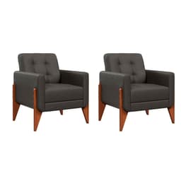 Conjunto com 2 Poltronas Brooklin Linho Cinza