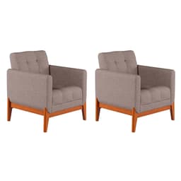 Conjunto com 2 Poltronas Brooks Linho Cinza e Amêndoa