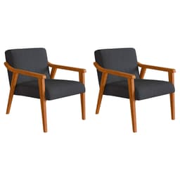 Conjunto com 2 Poltronas Flavia Algodão Chumbo e Nogueira