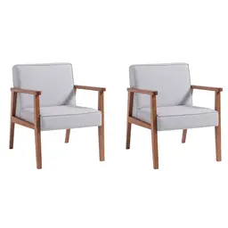 Conjunto com 2 Poltronas Júlia Cinza e Nogueira