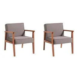 Conjunto com 2 Poltronas Júlia Natural e Cinza