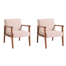 Conjunto com 2 Poltronas New Julia Bege e Nogueira