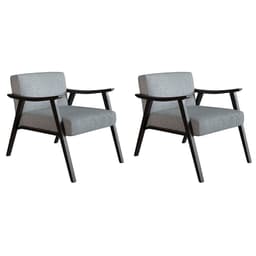Conjunto com 2 Poltronas Ravena Algodão Cinza e Preta