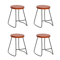 Conjunto com 4 Bancos Dili Amêndoa e Preto Industrial