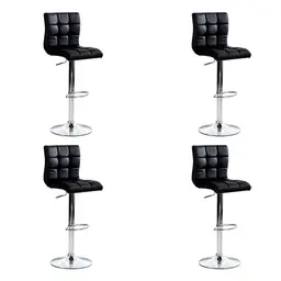 Conjunto com 4 Banquetas Giratórias Fitz Preta