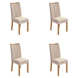 Conjunto com 4 Cadeiras Apogeu Linho Bege e Amêndoa Clean