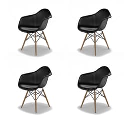 Conjunto com 4 Cadeiras Eames Arm DSW Preto e Madeira