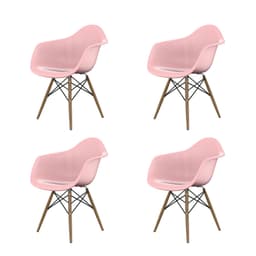 Conjunto com 4 Cadeiras Eames Arm DSW Rosa e Madeira