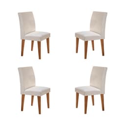 Conjunto com 4 Cadeiras Grecia Veludo Imbuia e Creme