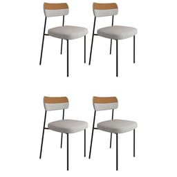 Conjunto com 4 Cadeiras Mona Linho Cinza e Caramelo
