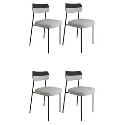Conjunto com 4 Cadeiras Mona Linho Cinza e Preto