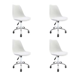 Conjunto com 4 Cadeiras de Escritório Secretária Saar Cromado e Branco