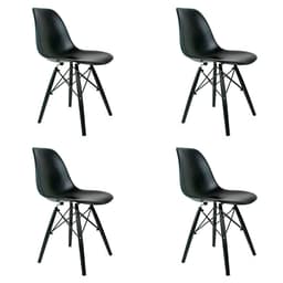 Conjunto com 4 Cadeiras de Jantar Charles Eames Preto