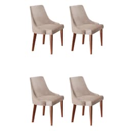 Conjunto com 4 Cadeiras de Jantar Esmeralda I Imbuia e Off White