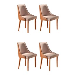 Conjunto com 4 Cadeiras de Jantar Esmeralda II Caramelo e Bege