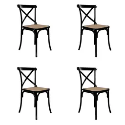 Conjunto com 4 Cadeiras de Jantar Katrina Preta