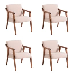 Conjunto com 4 Poltronas Flávia Bege e Nogueira