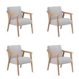 Conjunto com 4 Poltronas Flávia Cinza e Natural