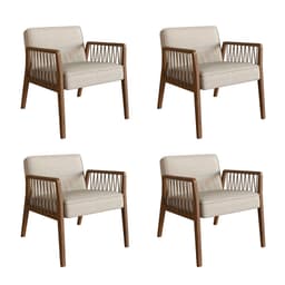 Conjunto com 4 Poltronas Lara Bege e Nogueira