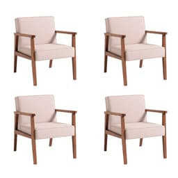 Conjunto com 4 Poltronas New Julia Bege e Nogueira