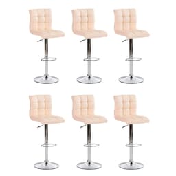 Conjunto com 6 Banquetas Giratórias Fitz Art Creme