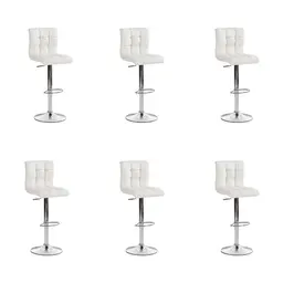 Conjunto com 6 Banquetas Giratórias Fitz Branco