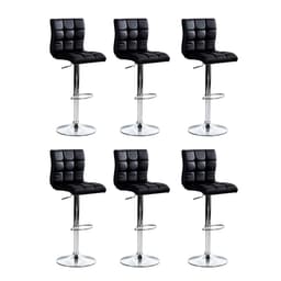 Conjunto com 6 Banquetas Giratórias Fitz Preta