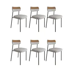 Conjunto com 6 Cadeiras Mona Linho Cinza e Caramelo