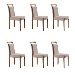 Conjunto com 6 Cadeiras de Jantar Lívia Creme