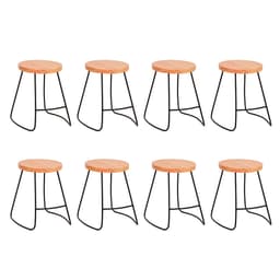 Conjunto com 8 Bancos Dili Natural e Preto Industrial