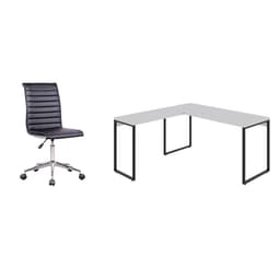 Conjunto de Mesa Kuadra  II Branca 150 cm com Cadeira de Escritório Secretária Giratória Marilyn Preta