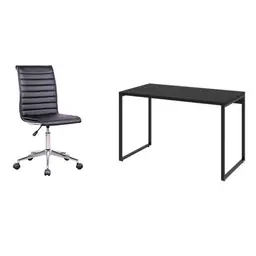Conjunto de Mesa Kuadra 120 cm com Cadeira de Escritório Secretária Giratória Marilyn Preta