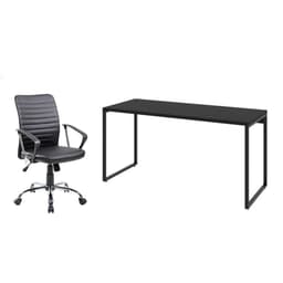 Conjunto de Mesa Kuadra I 150 cm com Cadeira de Escritório Diretor Giratória Oslo Preta