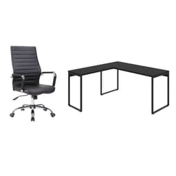 Conjunto de Mesa Kuadra II 150 cm com Cadeira de Escritório Diretor Giratória Cleaner Preta