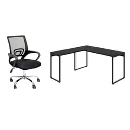 Conjunto de Mesa Kuadra II 150 cm com Cadeira de Escritório Secretária Giratória Javix Preta