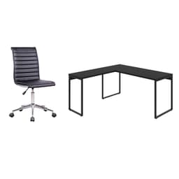 Conjunto de Mesa Kuadra II 150 cm com Cadeira de Escritório Secretária Giratória Marilyn Preta