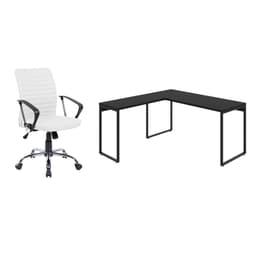 Conjunto de Mesa Kuadra II Preta 150 cm com Cadeira de Escritório Diretor Giratória Oslo Branca