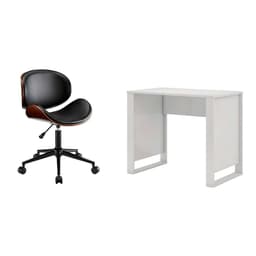 Conjunto de Mesa Morada Branca com Cadeira de Escritório Diretor Giratória Bergen Preta