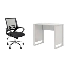 Conjunto de Mesa Morada Branca com Cadeira de Escritório Secretária Giratória New Java Preta