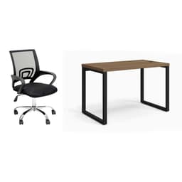 Conjunto de Mesa Munique Carvalho 120 cm com Cadeira de Escritório Secretária Giratória Javix Preta