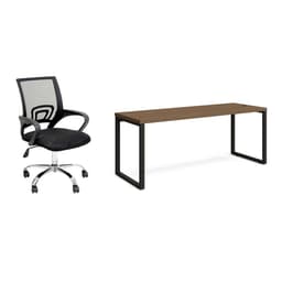 Conjunto de Mesa Munique Carvalho 190 cm com Cadeira de Escritório Secretária Giratória Javix Preta