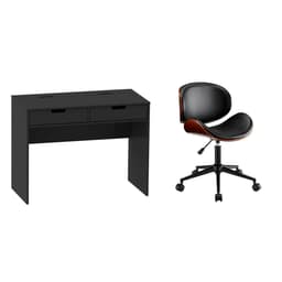 Conjunto de Mesa New com Cadeira de Escritório Diretor Giratória Bergen Preta