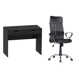 Conjunto de Mesa New com Cadeira de Escritório Diretor Giratória Vancouver II com Braços Preta