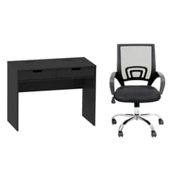 Conjunto de Mesa New com Cadeira de Escritório Secretária Giratória New Java Preta