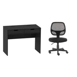 Conjunto de Mesa New com Cadeira de Escritório Secretária Giratória Oxford Preta