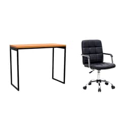 Conjunto de Mesa Stanford Carvalho com Cadeira de Escritório Secretária Giratória Fitz Preta